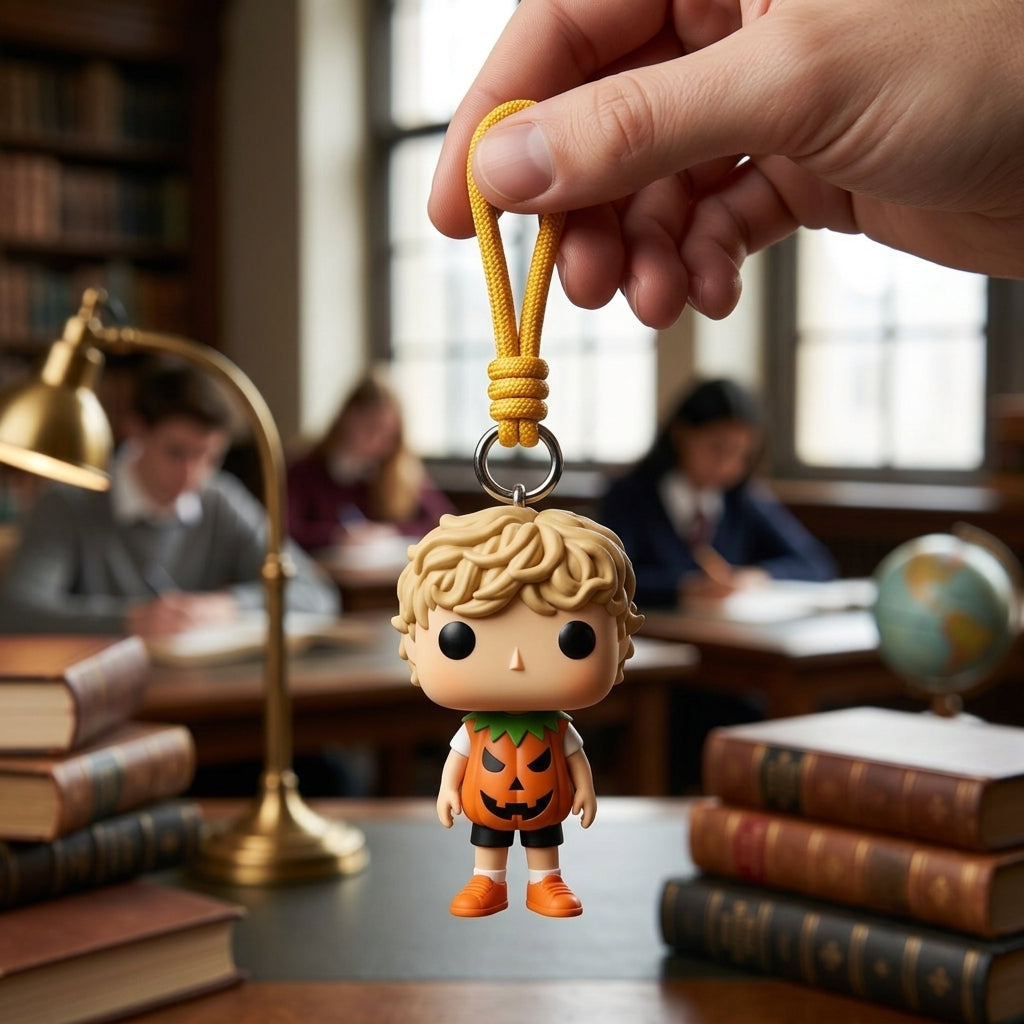 Pumpkin Costume Keychain Figure
