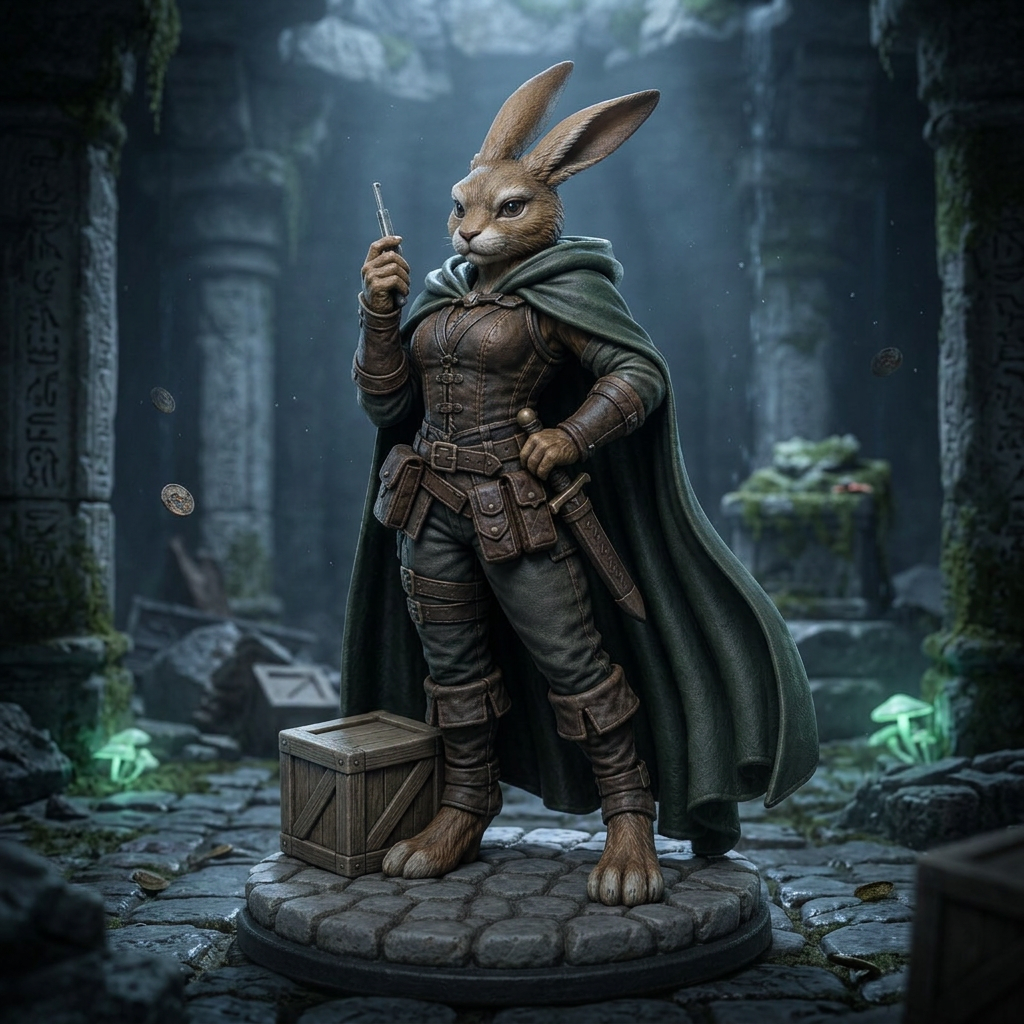 Quickstep Harengon Rogue-Detailed Sculpt Miniature for RPG, Display &amp; Collection