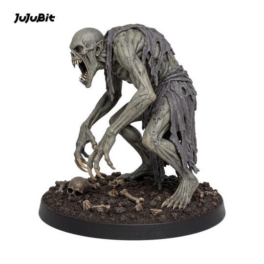 Ghoul miniature crouching among bones, front view