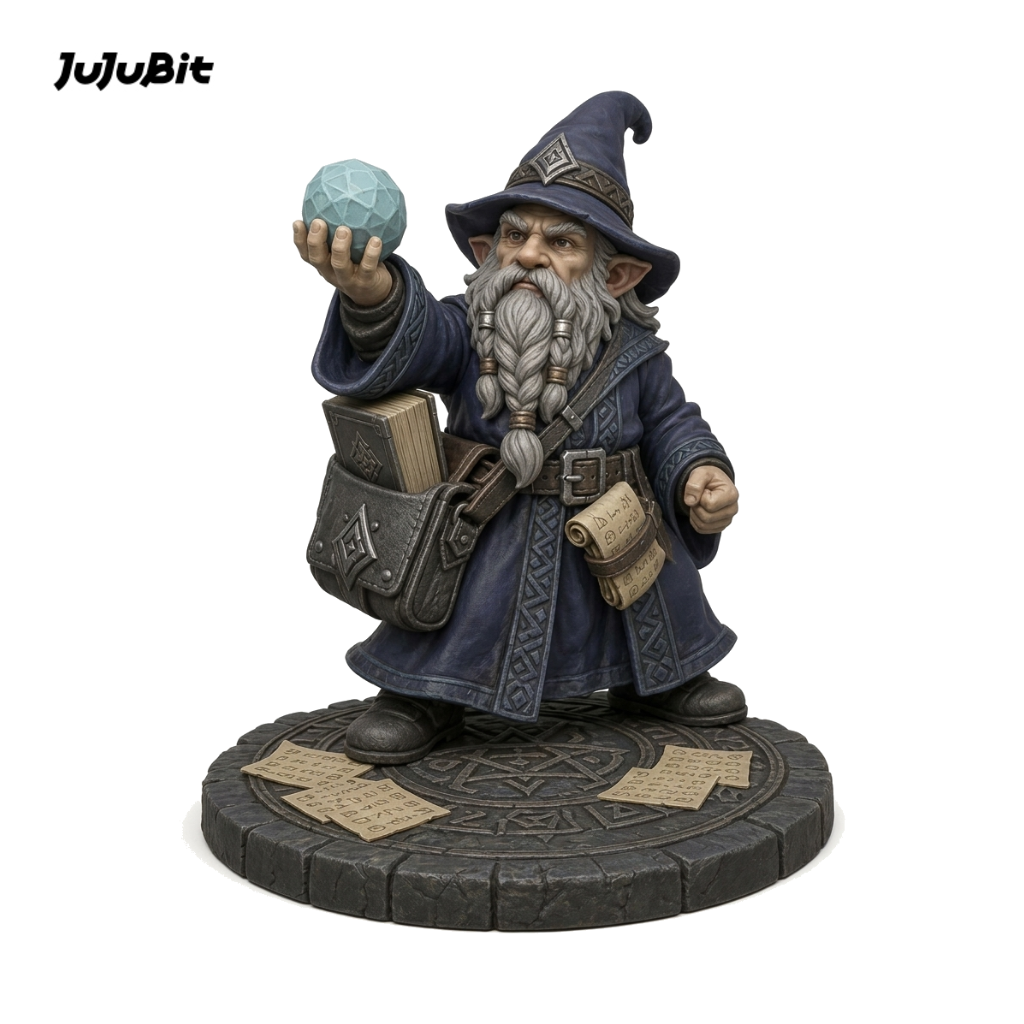 Runeglass Gnome Wizard-Detailed Sculpt Miniature for RPG, Display & Collection
