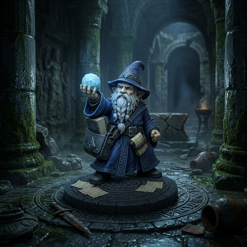 Runeglass Gnome Wizard-Detailed Sculpt Miniature for RPG, Display & Collection