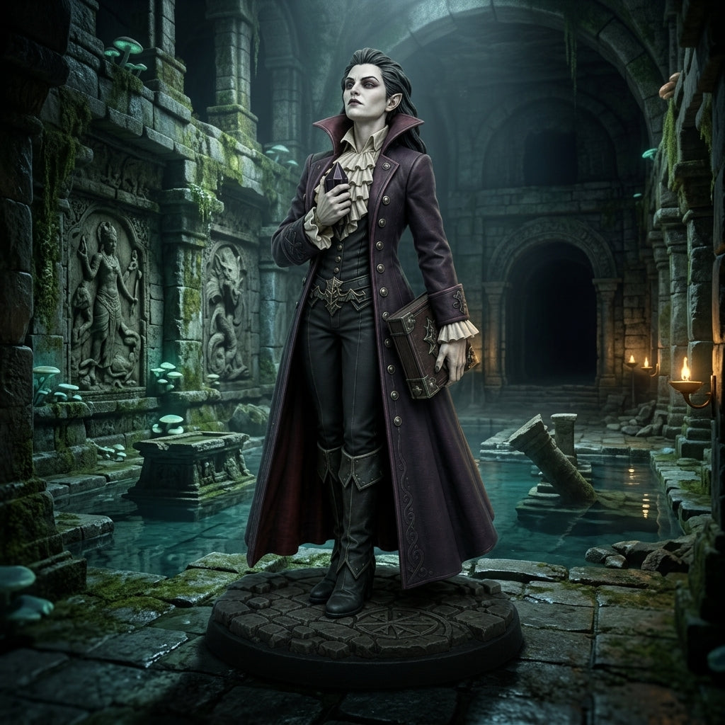 Sanguine Dhampir Sorcerer-Detailed Sculpt Miniature for RPG, Display & Collection