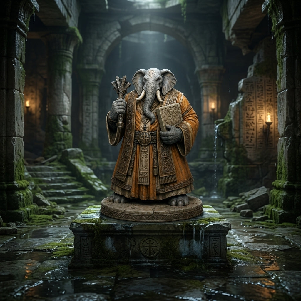 Stonetusk Loxodon Cleric-Detailed Sculpt Miniature for RPG, Display &amp; Collection