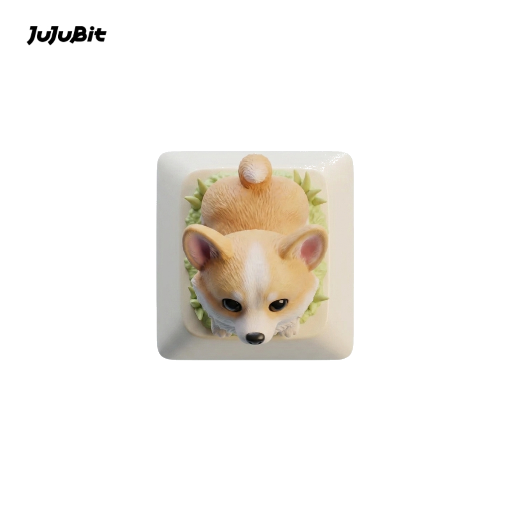 JuJuBit Custom Artisan Keycap for Mechanical Keyboards Corgi