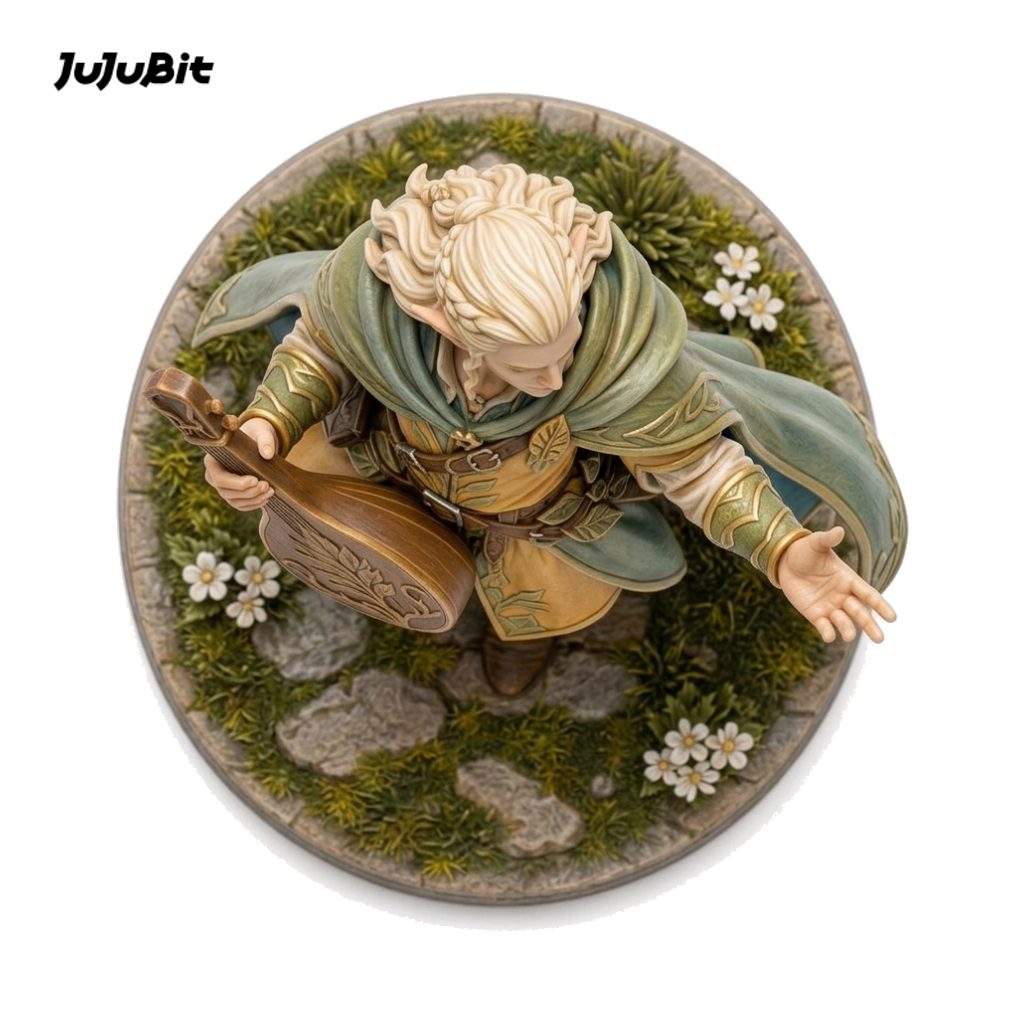 Sunleaf Elf Bard-Detailed Sculpt Miniature for RPG, Display & Collection