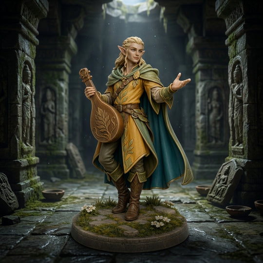 Sunleaf Elf Bard-Detailed Sculpt Miniature for RPG, Display & Collection