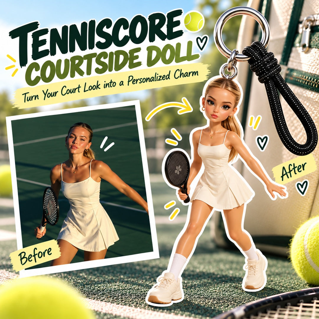 TennisScore Courtside Doll Keychain | Turn Your Court Look into a Personalized Charm