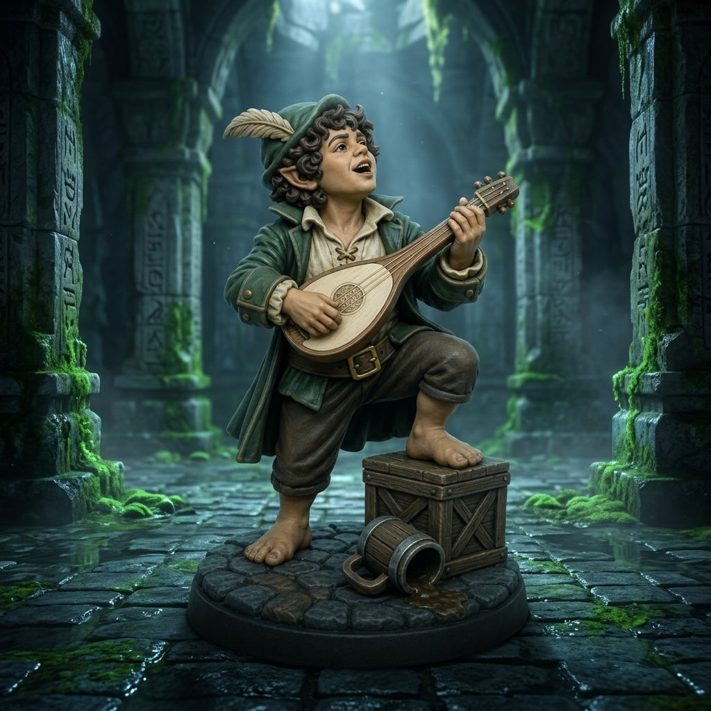 Thornlute Halfling Bard-Detailed Sculpt Miniature for RPG, Display & Collection