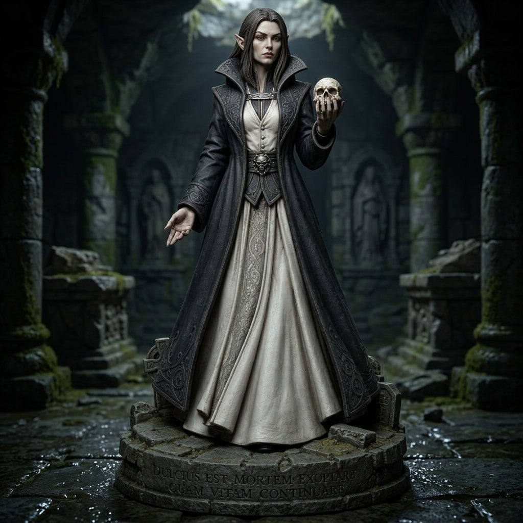 Thornveil Half-Elf Necromancer-Detailed Sculpt Miniature for RPG, Display & Collection