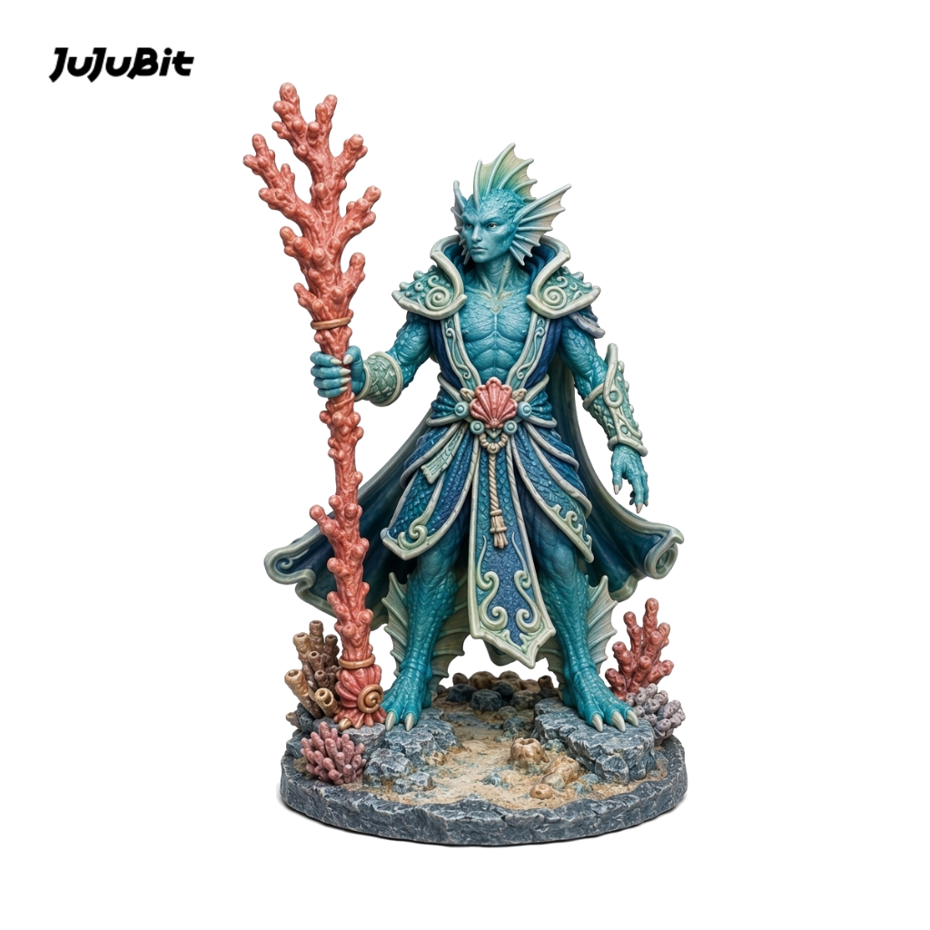 Tidecaller Triton Sorcerer-Detailed Sculpt Miniature for RPG, Display & Collection