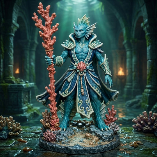 Tidecaller Triton Sorcerer-Detailed Sculpt Miniature for RPG, Display & Collection