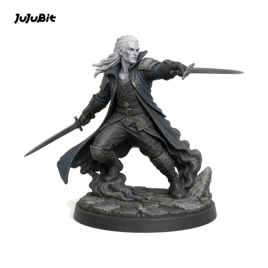 Voidstep Shadar-kai Fighter-Detailed Sculpt Miniature for RPG, Display & Collection